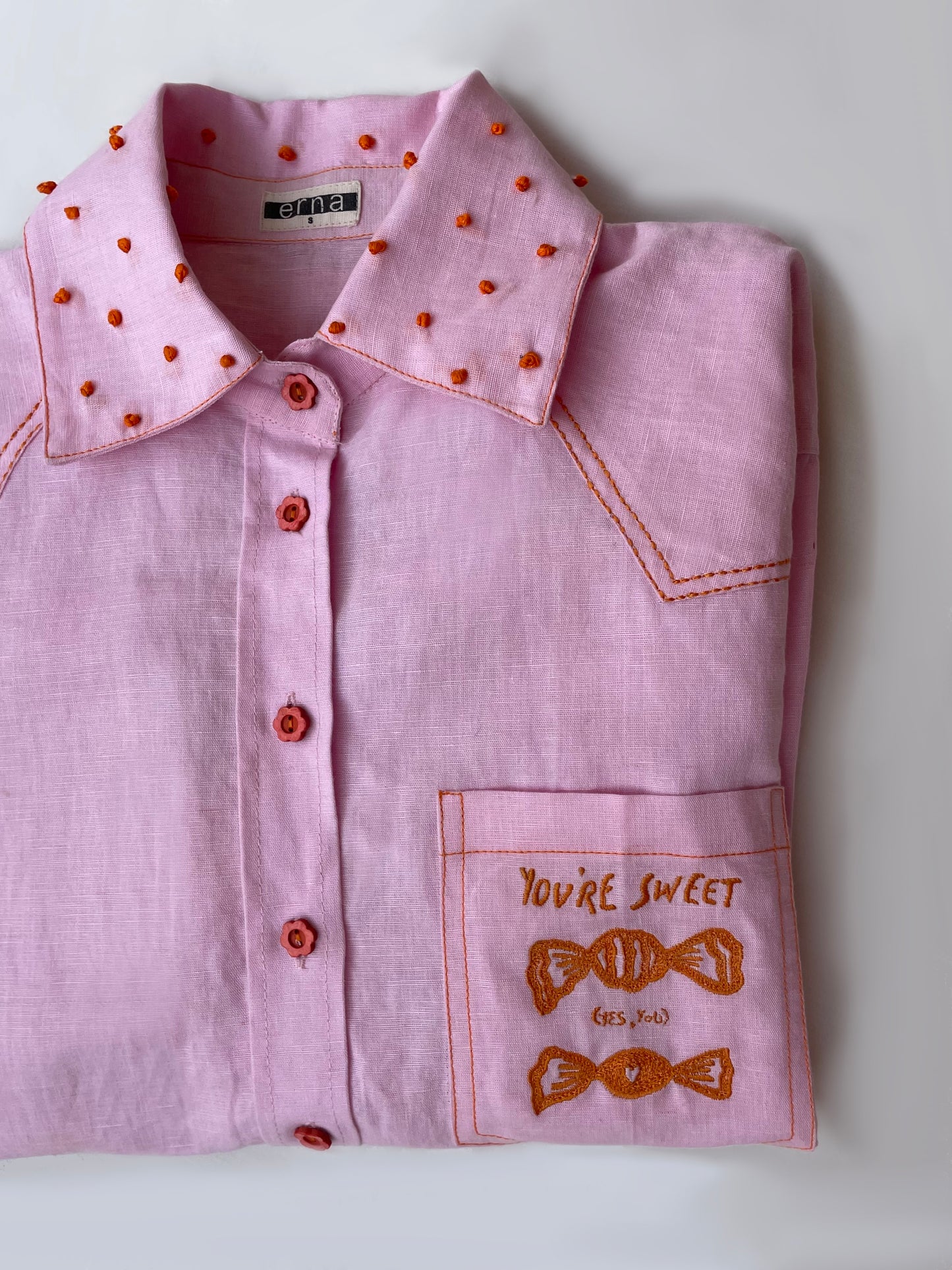 Sherry Pink Linen Shirt