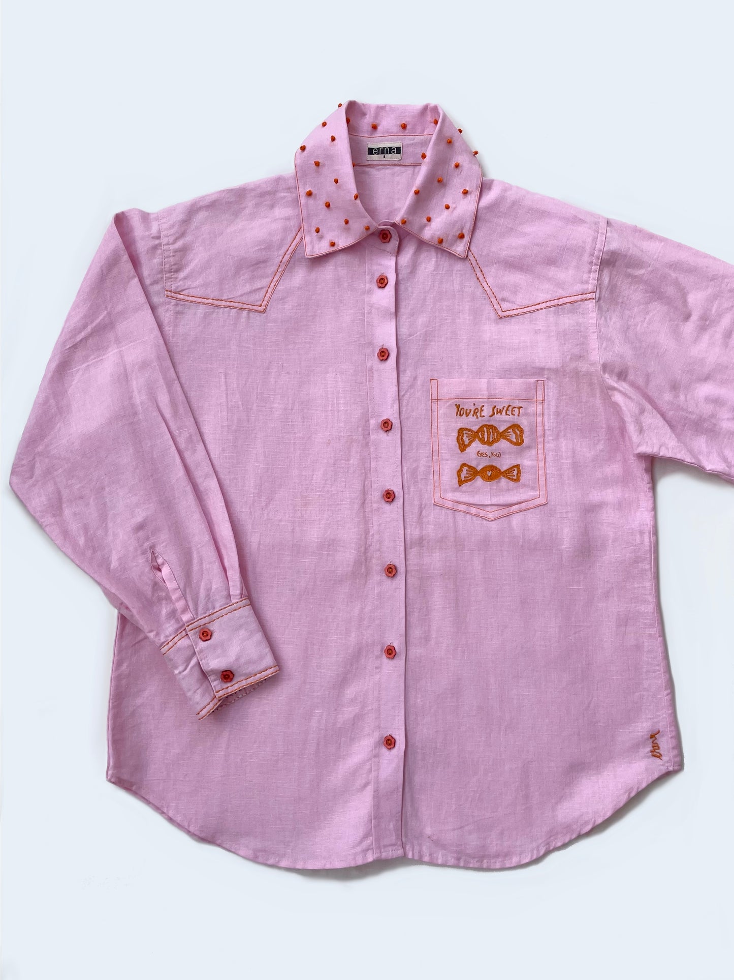 Sherry Pink Linen Shirt